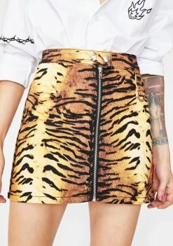 Tripp NYC Natural Tiger Mini Skirt Bottoms