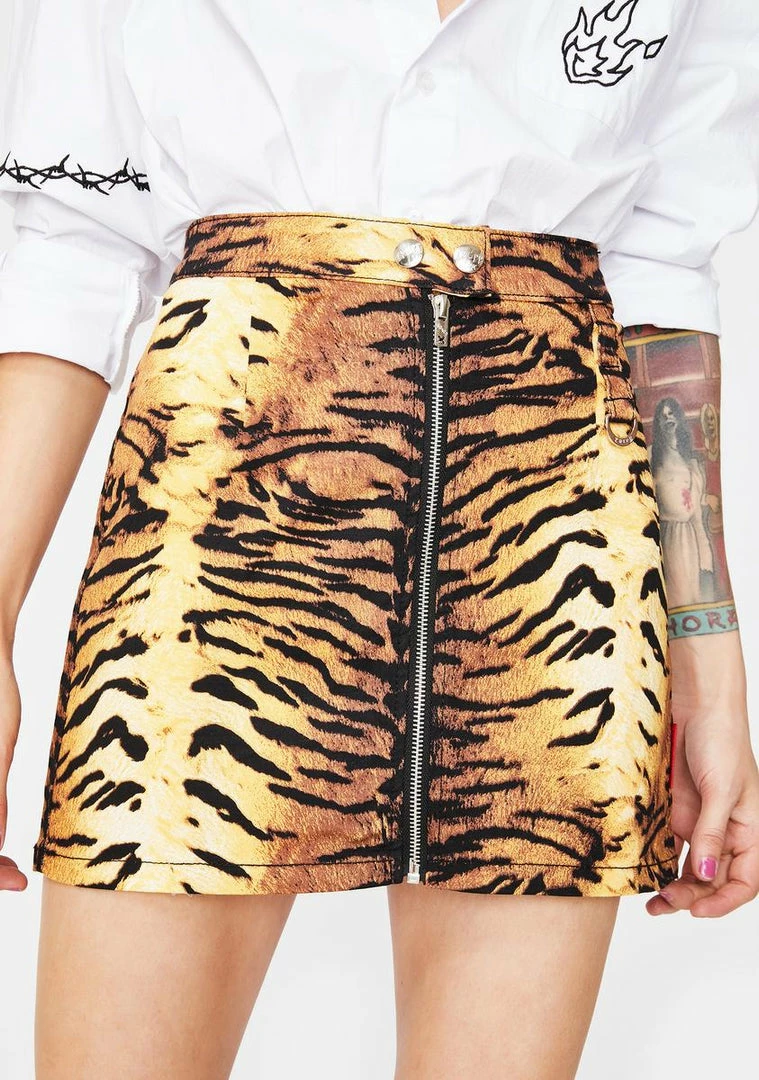 Tripp NYC Natural Tiger Mini Skirt Bottoms 3 Tripp NYC Natural Tiger Mini Skirt Bottoms