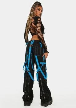 Tripp NYC Wide Leg Pants Blue Multi Eyelet Dark Street Pants