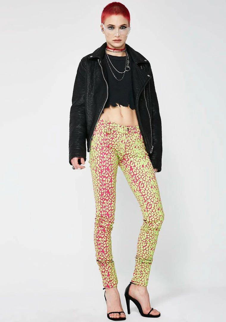 Tripp NYC Neon Leopard Print Skinny Jeans 4 Tripp NYC Neon Leopard Print Skinny Jeans