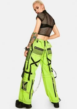 Tripp NYC Bottoms Neon Wide Leg Net Cargo Bondage Pants 9 Tripp NYC Bottoms Neon Wide Leg Net Cargo Bondage Pants