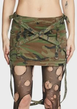 Tripp NYC Bottoms Camo Triple Zip Off Skirt
