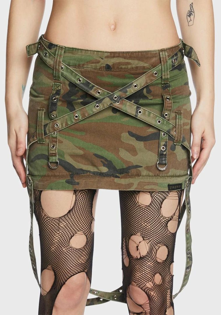 Tripp NYC Bottoms Camo Triple Zip Off Skirt 4 Tripp NYC Bottoms Camo Triple Zip Off Skirt