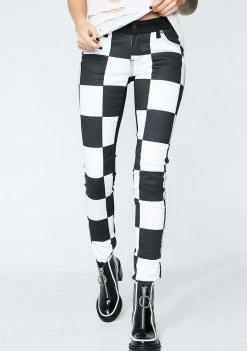 Tripp NYC Jumbo Check Split Front Skinny Jeans Bottoms