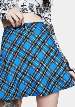 Tripp NYC Blue Plaid Circle Skirt