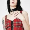 Tripp NYC Red Plaid Side Lace-Up Crop Top Tops