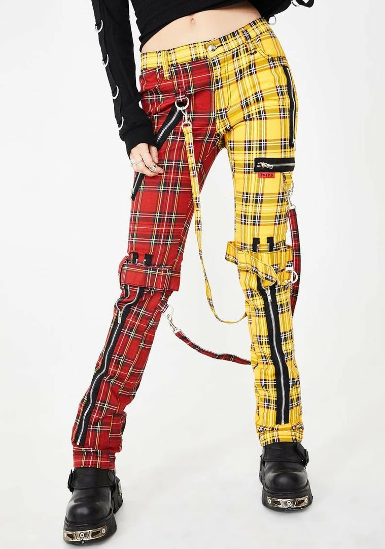 Tripp NYC Split Leg Plaid Bondage Pants Bottoms 3 Tripp NYC Split Leg Plaid Bondage Pants Bottoms