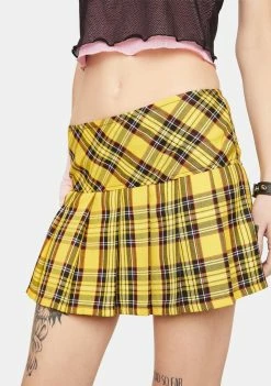 Tripp NYC Pleated Yellow Plaid Skirt Bottoms