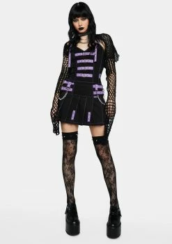 Tripp NYC Lavender Buckle Pleated Strap Skirt Pleated Skirt 8 Tripp NYC Lavender Buckle Pleated Strap Skirt Pleated Skirt