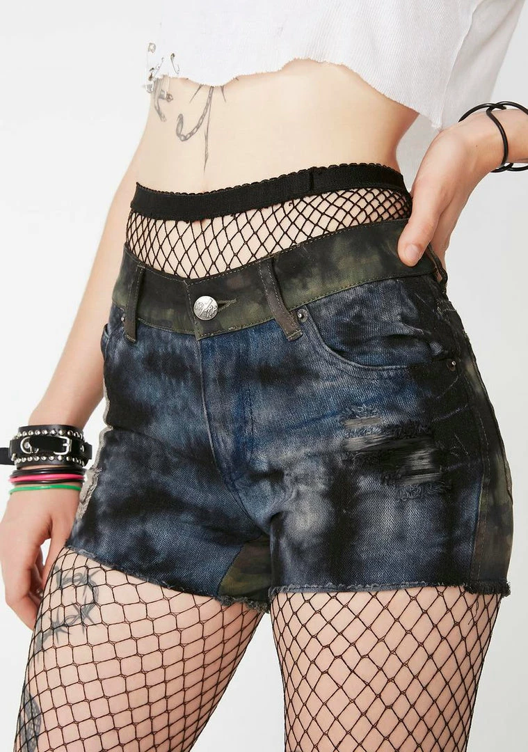 Tripp NYC Bottoms Overdye Tuff Shot Denim Cargo Shorts 3 Tripp NYC Bottoms Overdye Tuff Shot Denim Cargo Shorts