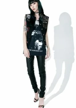 Tripp NYC Patch Studded Vest