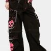 Tripp NYC Pink Super Skull Wide Leg Pants