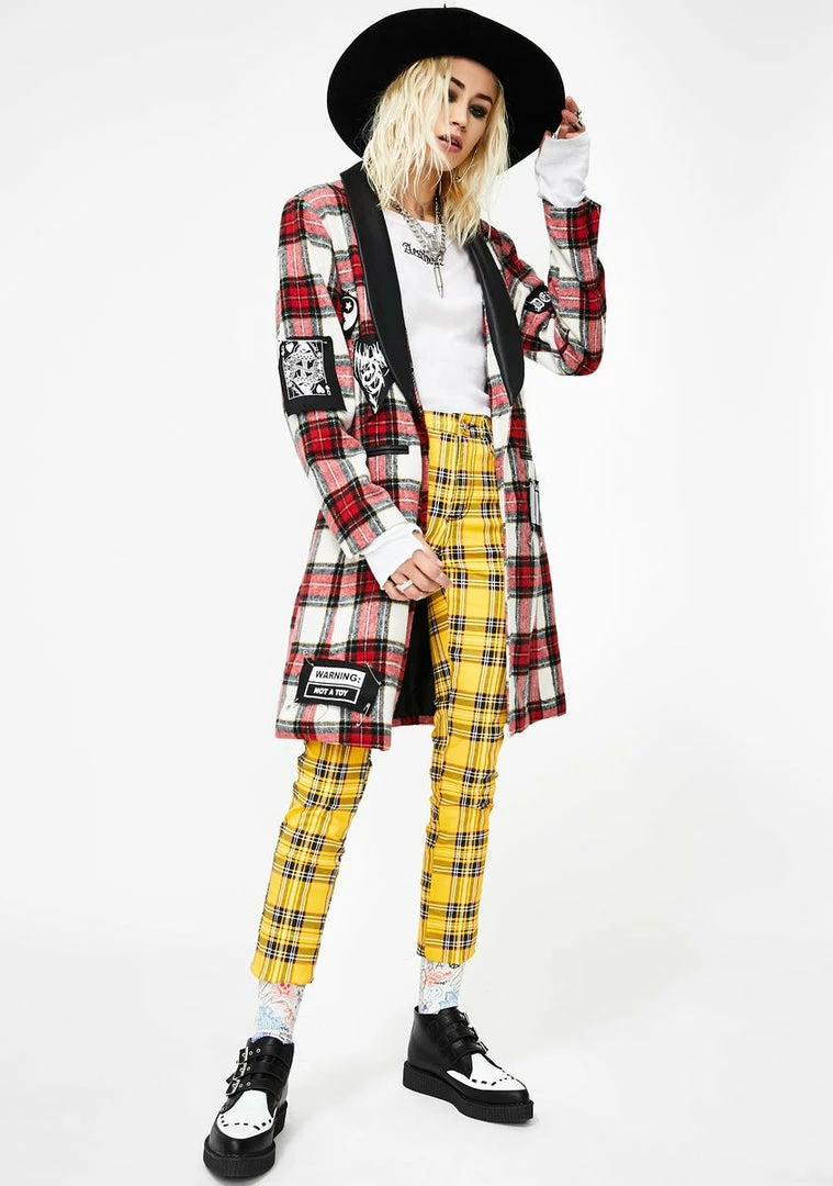 Tripp NYC Yellow Plaid T-Back Skinny Jeans Bottoms 5 Tripp NYC Yellow Plaid T-Back Skinny Jeans Bottoms