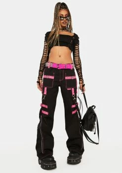 Tripp NYC Pink Buckle Strap And Ring Pants