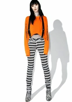 Tripp NYC Bottoms White & Black Harlequin Skinny Jeans