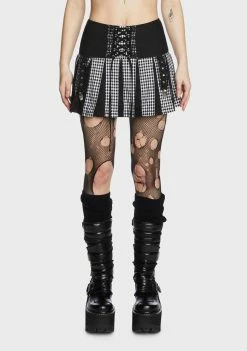 Tripp NYC Bottoms Black And White Pleated Garter Skirt