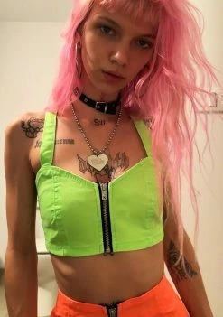 Tripp NYC Neon Lime Bustier Top