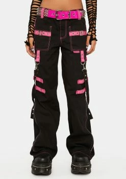 Tripp NYC Pink Buckle Strap And Ring Pants