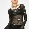Tripp NYC Tops LS Skull Mesh Top