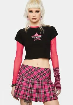 Tripp NYC Bottoms Pink Plaid Pleated Mini Skirt