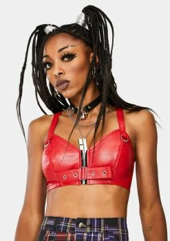 Tripp NYC Tops Red Buckle Extra Crop Top