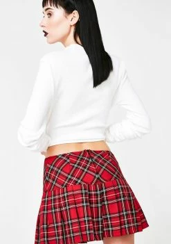Tripp NYC Pleated Bloody Plaid Skirt