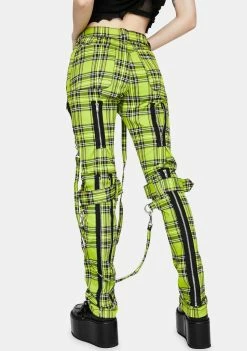 Tripp NYC Neon Lime Plaid Bondage Pants 9 Tripp NYC Neon Lime Plaid Bondage Pants