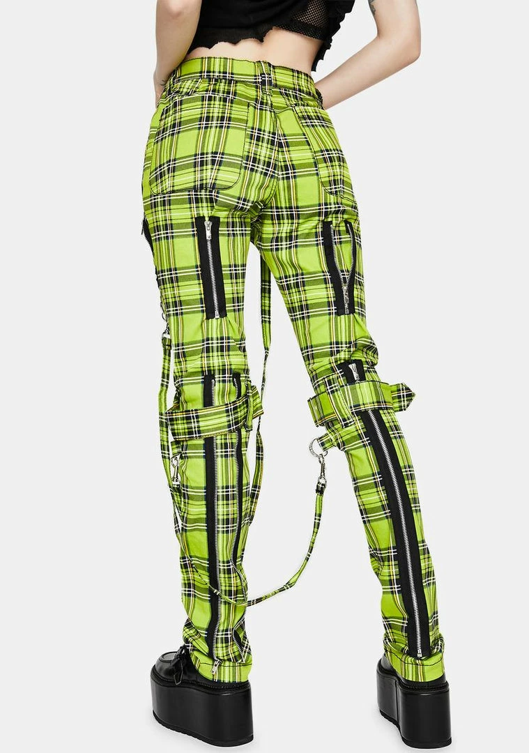Tripp NYC Neon Lime Plaid Bondage Pants 6 Tripp NYC Neon Lime Plaid Bondage Pants