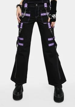 Tripp NYC Lavender Buckle Strap And Ring Pants
