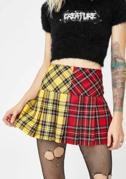 Tripp NYC Split-Plaid Pleated Skirt Bottoms