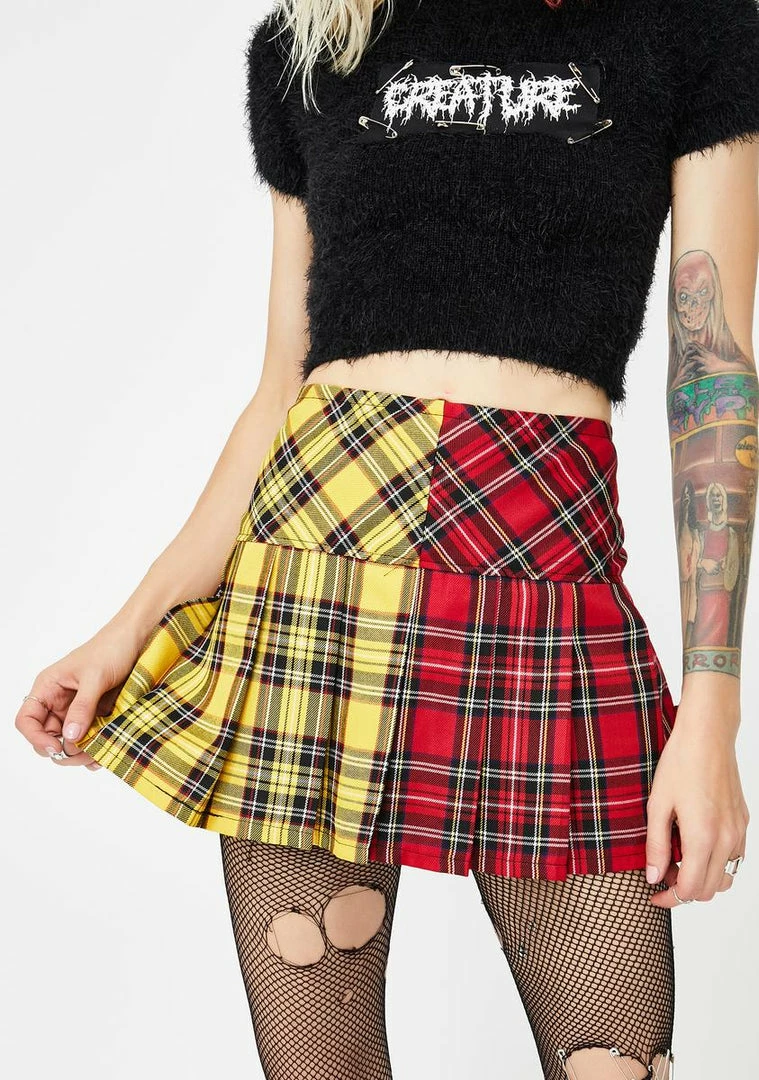 Tripp NYC Split-Plaid Pleated Skirt Bottoms 3 Tripp NYC Split-Plaid Pleated Skirt Bottoms