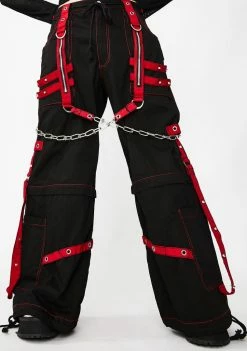 Tripp NYC Black Red Chain And Zipper Pants