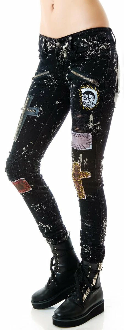 Tripp NYC Patches N' Paint Splattered Jeans Bottoms 5 Tripp NYC Patches N' Paint Splattered Jeans Bottoms