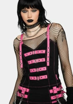 Tripp NYC Pink Buckle Corset Top