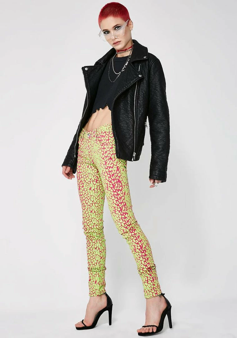 Tripp NYC Neon Leopard Print Skinny Jeans 7 Tripp NYC Neon Leopard Print Skinny Jeans