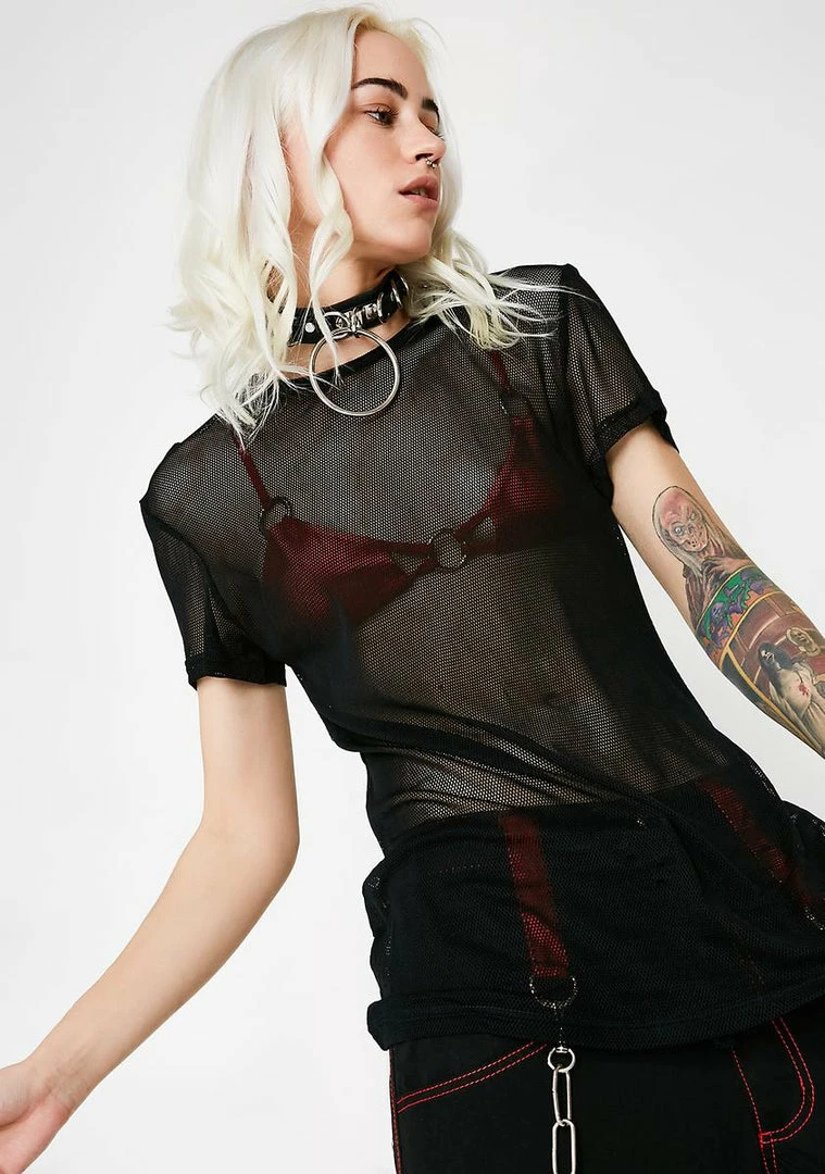 Tripp NYC Tops Dark Mesh Tee 3 Tripp NYC Tops Dark Mesh Tee