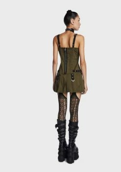 Tripp NYC Army Pleated Mini Dress 8 Tripp NYC Army Pleated Mini Dress