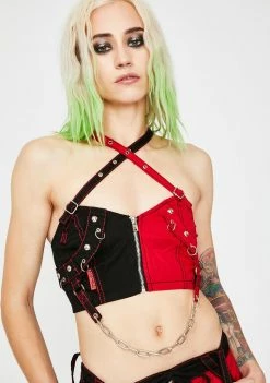 Tripp NYC Split Chain Crop Top Tops