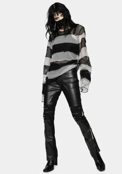 Tripp NYC Black Mega Mesh Stripe Jersey