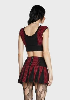 Tripp NYC Red Bo Peep Crop Top Tops