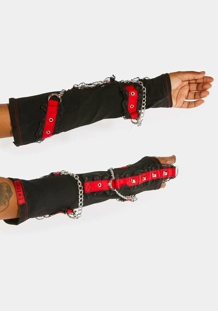 Tripp NYC Red Lace Arm Warmers Scarves & Gloves 5 Tripp NYC Red Lace Arm Warmers Scarves & Gloves