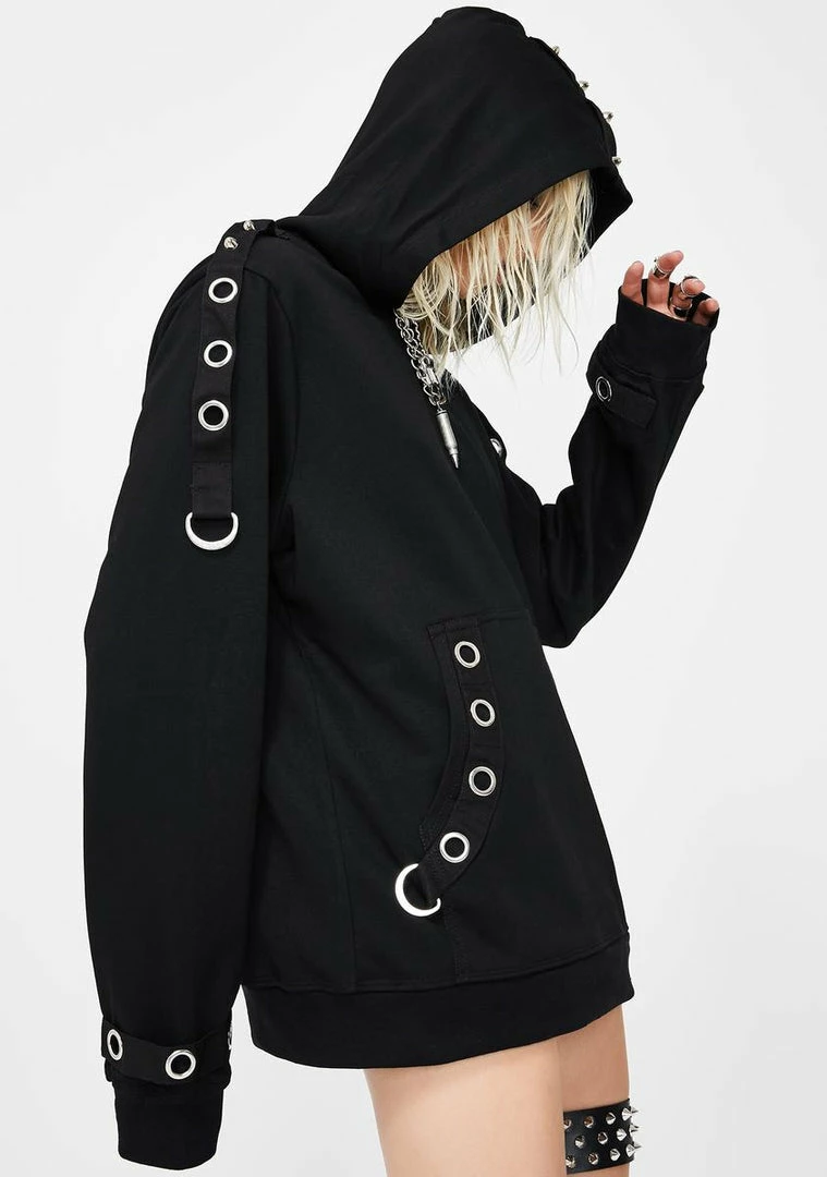 Tripp NYC Pullover Grommet Hoodie Tops 4 Tripp NYC Pullover Grommet Hoodie Tops