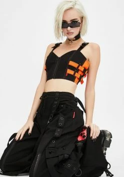 Tripp NYC Orange Buckle Crop Top
