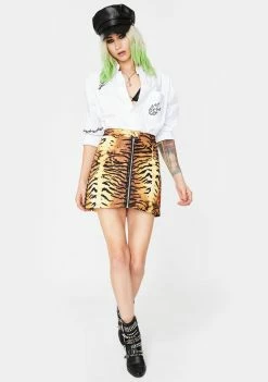 Tripp NYC Natural Tiger Mini Skirt Bottoms 8 Tripp NYC Natural Tiger Mini Skirt Bottoms