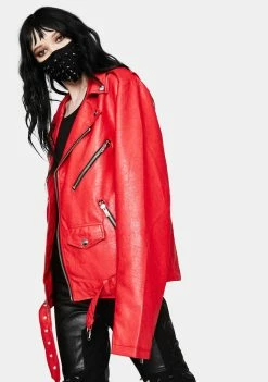 Tripp NYC Outerwear Classic Red Moto Jacket