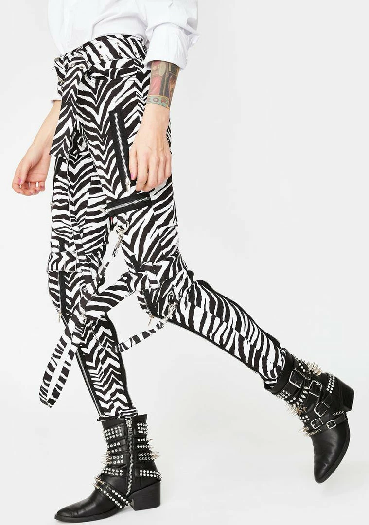Tripp NYC Zebra Classic Slim Leg Bondage Pants Bottoms 4 Tripp NYC Zebra Classic Slim Leg Bondage Pants Bottoms