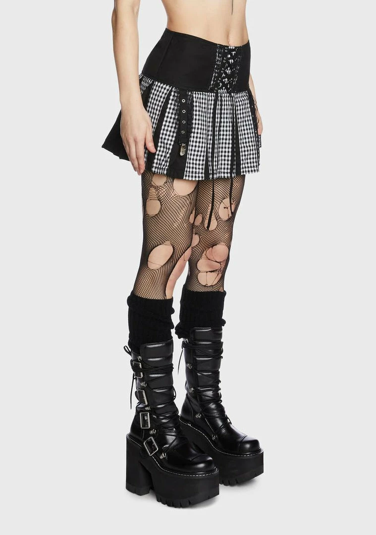 Tripp NYC Bottoms Black And White Pleated Garter Skirt 5 Tripp NYC Bottoms Black And White Pleated Garter Skirt