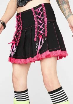 Tripp NYC Pink Lace Pleated Skirt