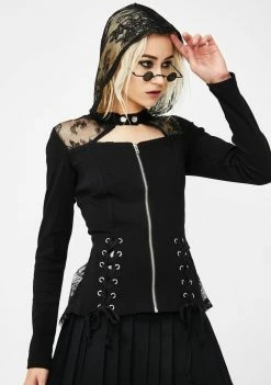 Tripp NYC Queen Bee Lace-Up Hoodie