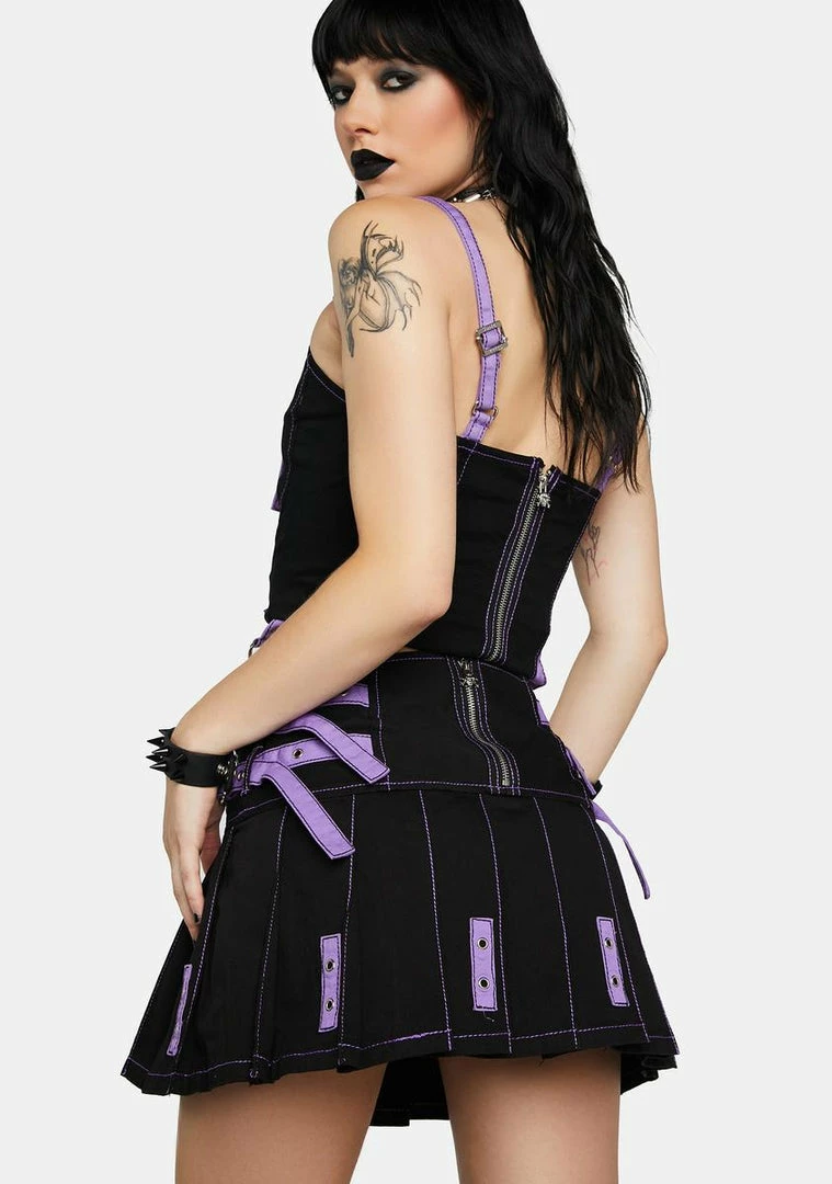 Tripp NYC Lavender Buckle Pleated Strap Skirt Pleated Skirt 6 Tripp NYC Lavender Buckle Pleated Strap Skirt Pleated Skirt